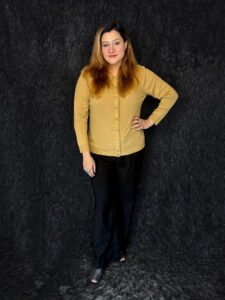 Premium camel beige woolen winter cardigan with button front for women by PineappleBD