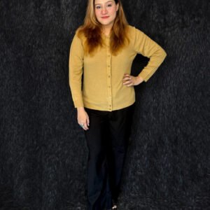 Premium camel beige woolen winter cardigan with button front for women by PineappleBD