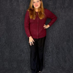 Premium maroon woolen winter cardigan with button front for women by PineappleBD