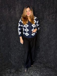 Premium navy blue winter cardigan for women made with imported wool fabric by PineappleBD