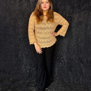 Premium beige woolen sweater for women with textured knit by PineappleBD