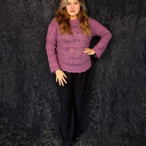 Premium mauve pink woolen sweater for women with textured knit by PineappleBD