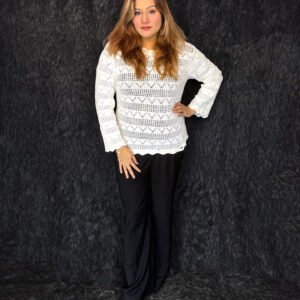 Premium off-white woolen sweater for women with textured knit by PineappleBD