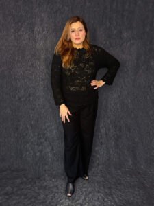 Premium black woolen sweater for women with textured knit by PineappleBD